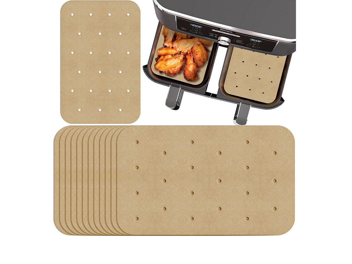 200 Folhas De Papel Descartável Para Fritadeira A Ar, Compatíveis Com Torradeiras E Fritadeiras Elétricas, Retangular Perfurado Assar, Dupla