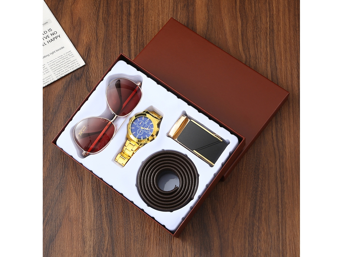 Conjunto De Presente Conjunto Com Relógio, Óculos De Sol E Cinto, Presente Perfeito Para Homens Em Datas Comemorativas Cuich