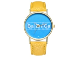 Reloj De Cuarzo Con Correa De Cuero Pu Letras Moda Números Romanos Unisex Amarillo