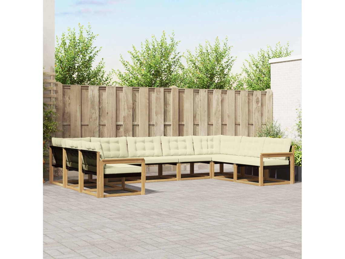 Vidaxl Conjunto De Sofás Para Exterior 9 Pcs Branco E Creme