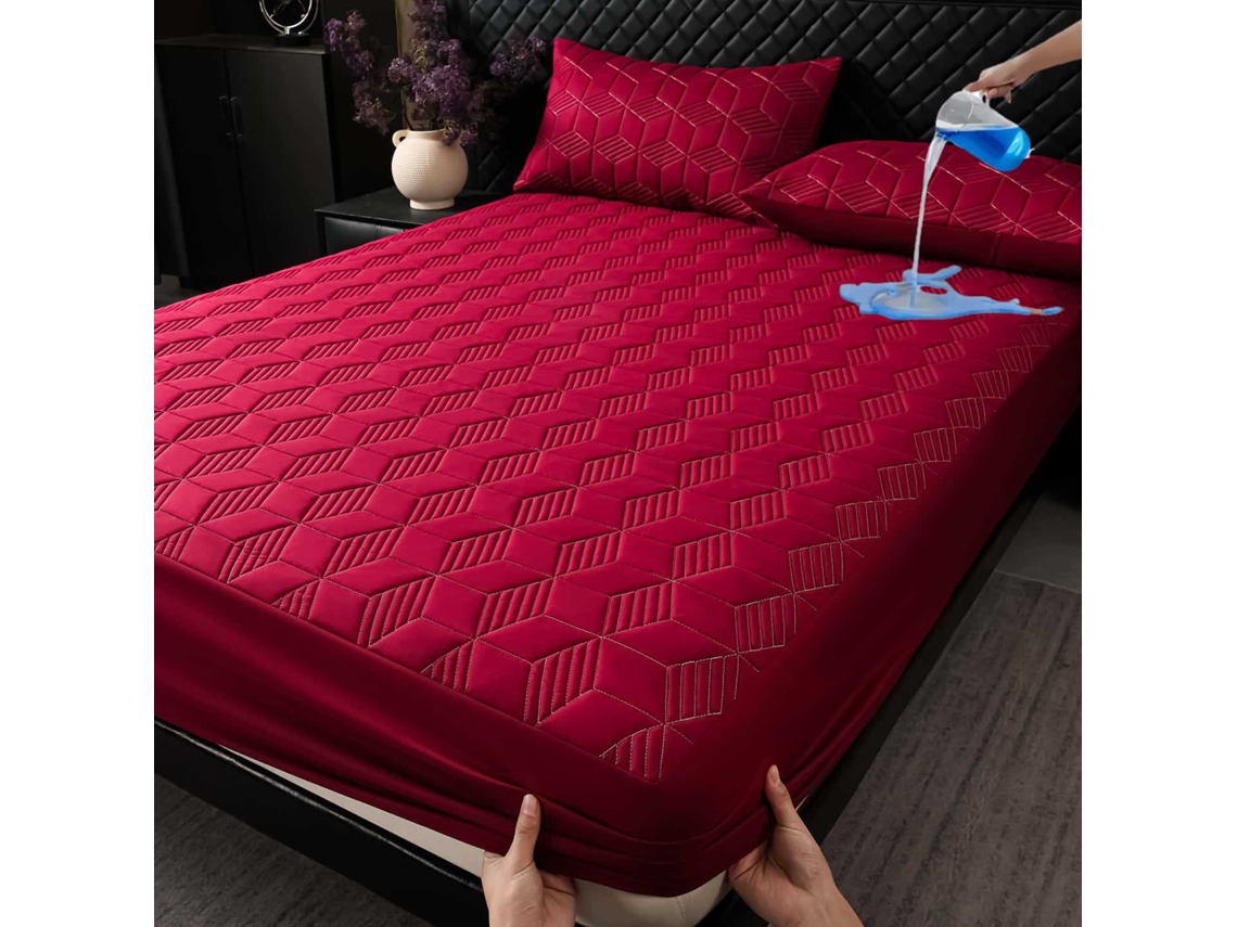 Capa Protetora De Colchão Impermeável,90x200cm, Adequada Para Colchões Com Altura Entre 5,1 E 30,5 Cm Bordô Hexinyigjly