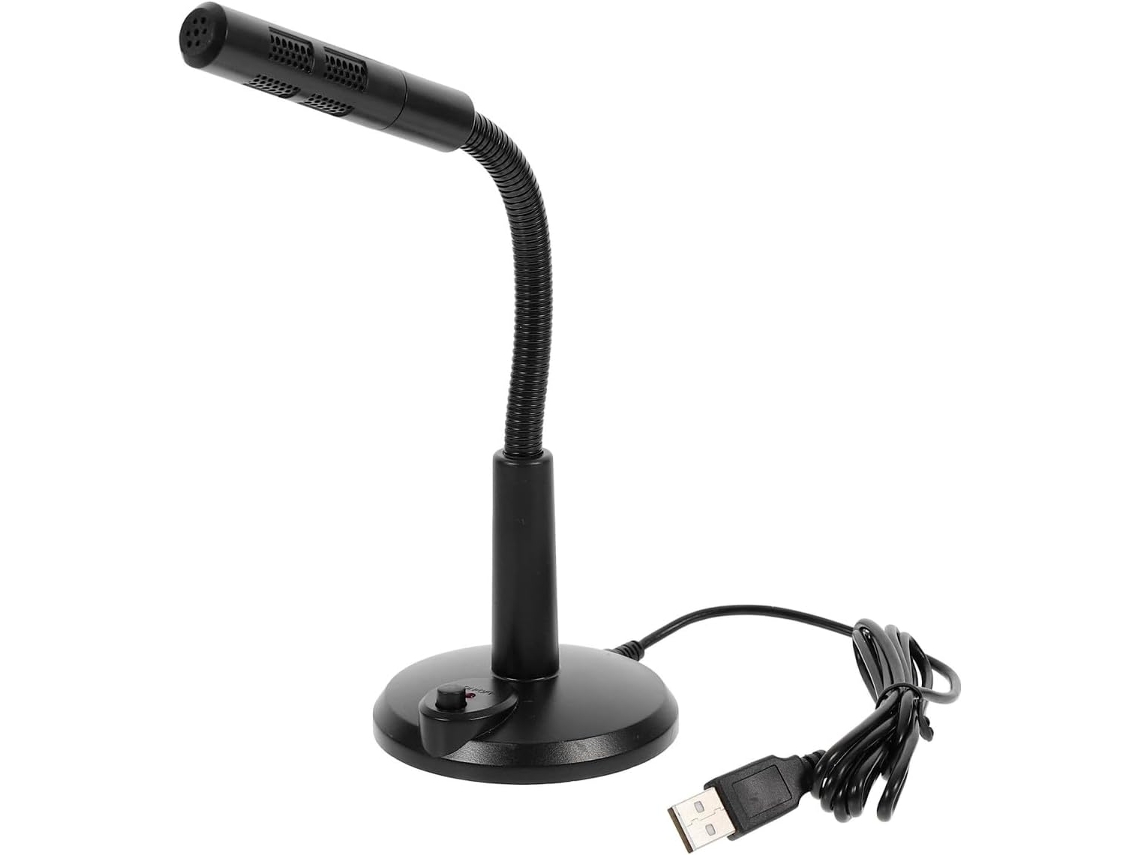 Microfone Usb Versátil Para Pc Com Ângulo Ajustável E Base De Liga Metálica Estável.