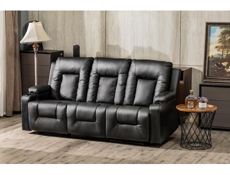 Conjunto COMHOMA de Poltronas Relax, Sofá, Conjunto de Sofá em Couro Sintético, Poltrona para TV, Poltrona Reclinável com Função Reclinável, Preto, 3