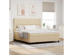 Vidaxl Cama Box Com Almofada Com Cabeceira Creme 200 X 180 Cm Tecido