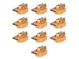 Vidaxl Cintas De Fixação C/ Roquete 10 Pcs 2 Toneladas 8mx50mm Laranja