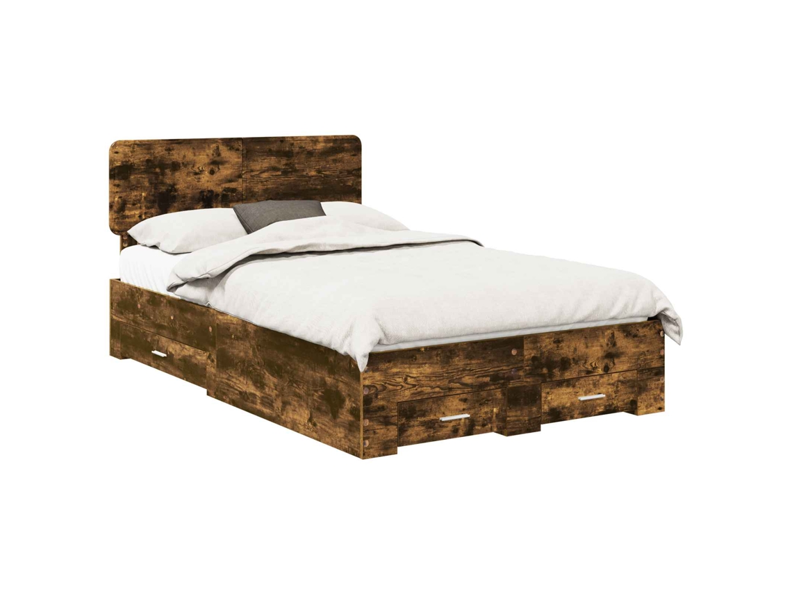 Estrutura da Cama com Cabeceira Carvalho Defumado 120x190 cm MAISON EXCLUSIVE