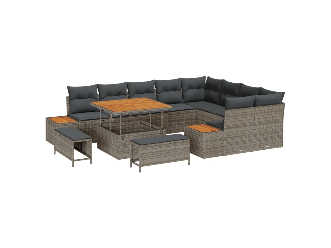 Conjunto 12 Conjunto De Sofá De Jardim Vidaxl Cinzento Vime Pe (100 X 100 X 71 Cm)