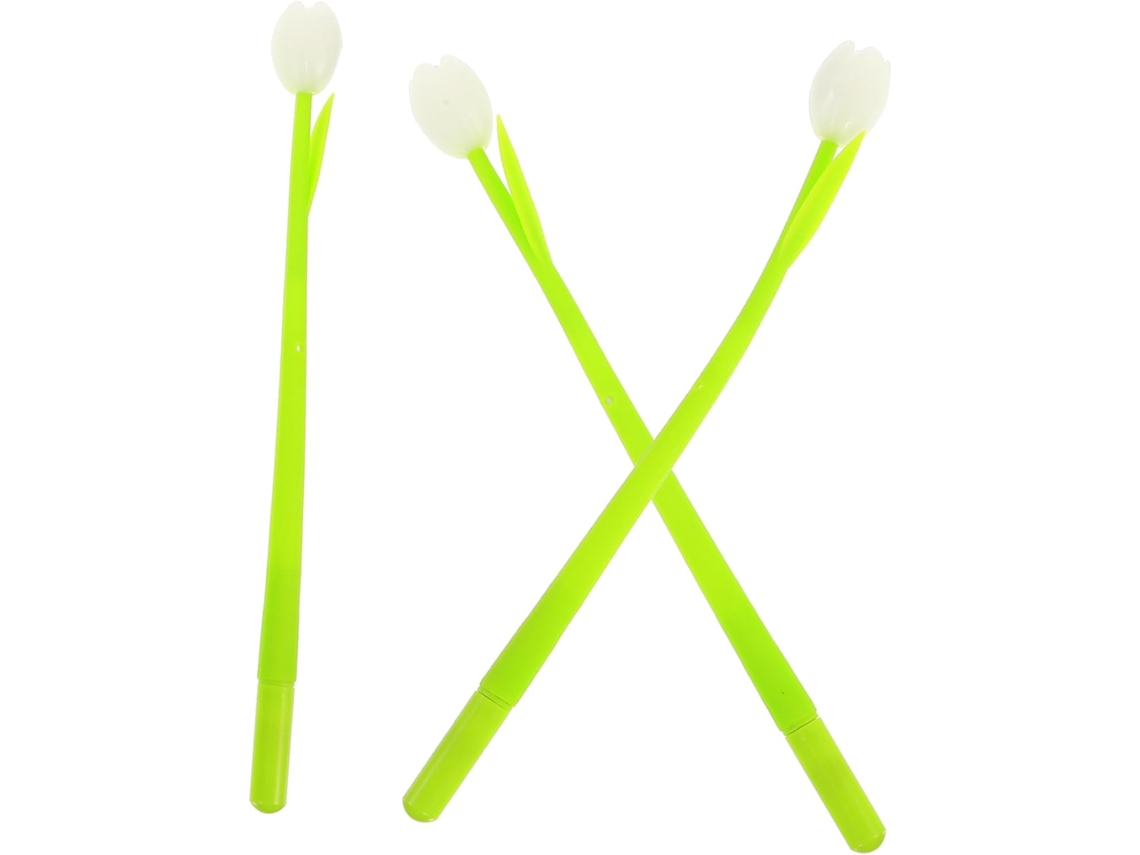 Conjunto De 3 Canetas Em Gel Com Design Suculentas, Silicone Verde