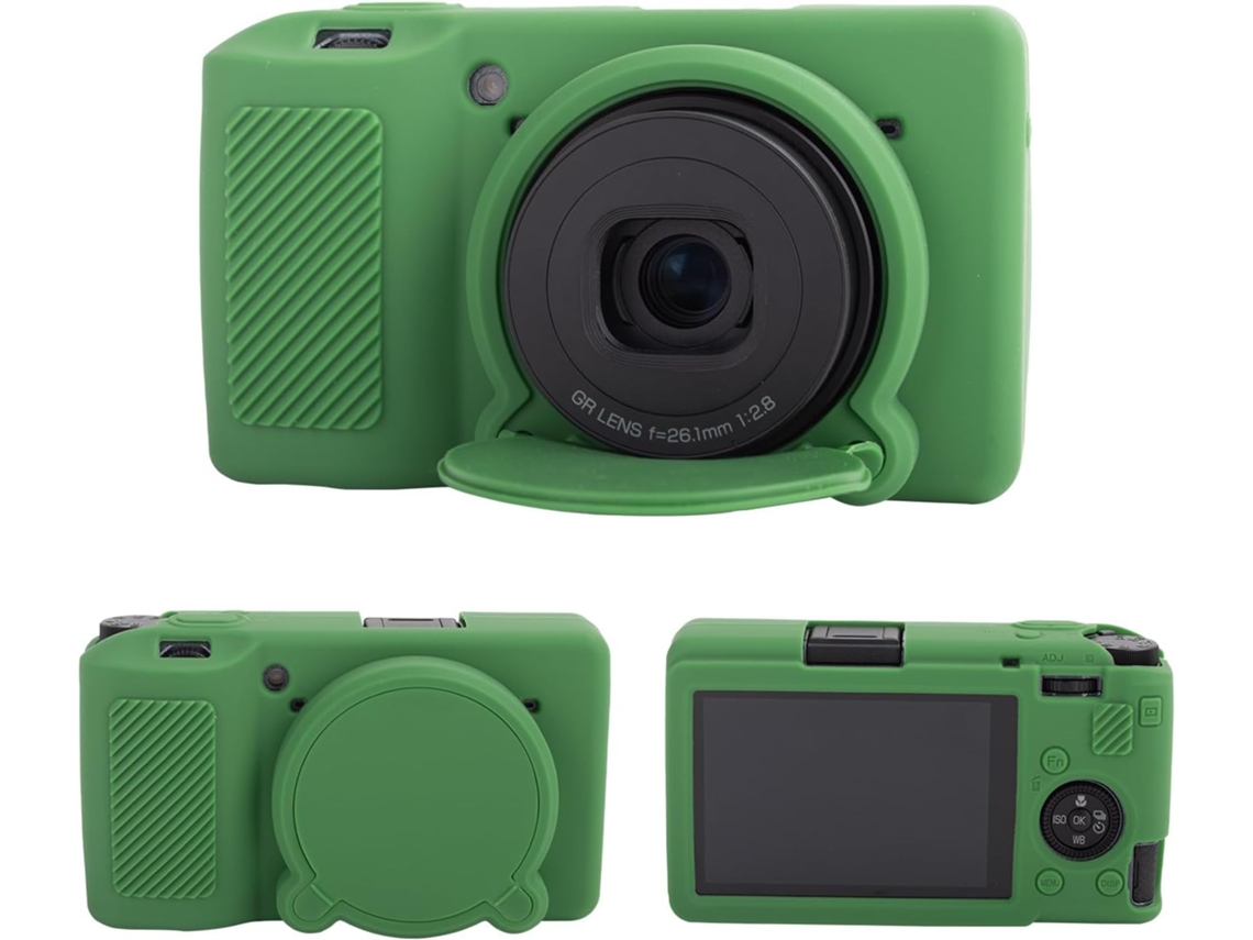 Capa Silicone HEXINYIGJLY para Ricoh Gr Iii/gr Iiixtampa Objetiva Removível, Acesso Tripé Verde