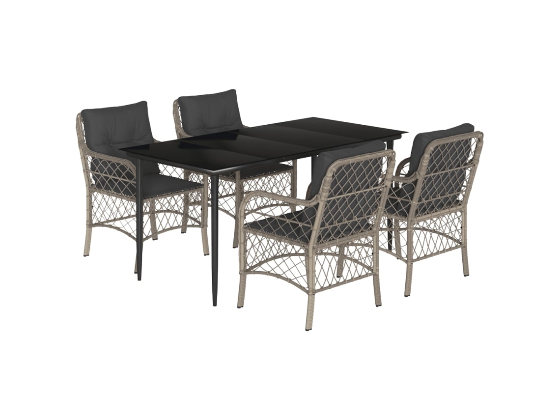 Garden Dining Set, Garden Dining Sets Vidaxl Cinzeto Rattan / Vime (mesa Com 160 Cm De Comprimento)