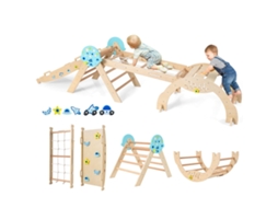 Conjunto Escalada Montessori 9 em 1 Madeira, Escorregador e Rampa NORTHIX