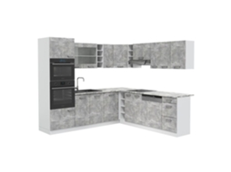 Cozinha de canto R-Line, 237 x 60 cm sem bancada, Betão/branco, Vicco