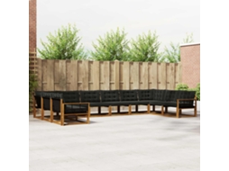 Vidaxl Conjunto De Sofás Para Exterior 10 Unid. Natural E Preto