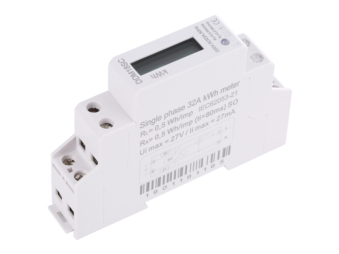 Medidor De Energia Elétrica Monofásico Com Display Lcd Digital Para Trilho Din