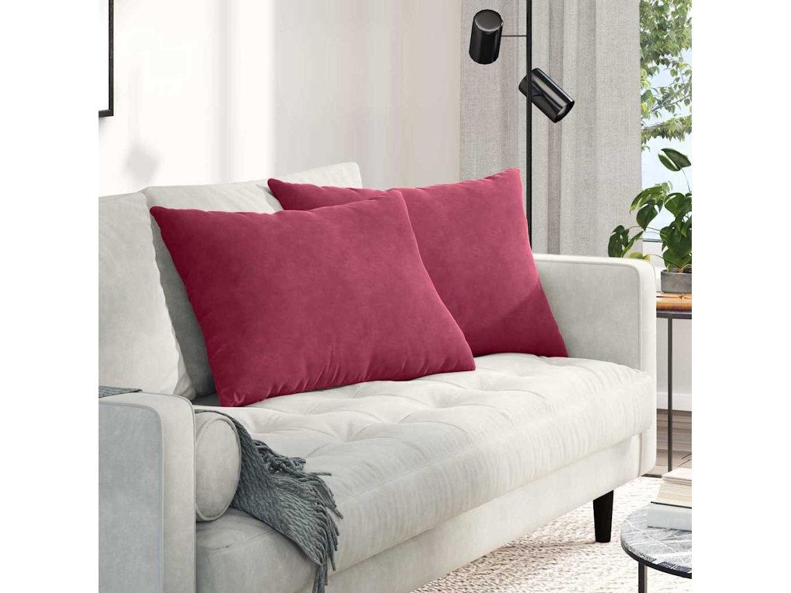 Vidaxl Travesseiros De Sofá 2 Pcs Vinho Vermelho 70 X 50 Cm
