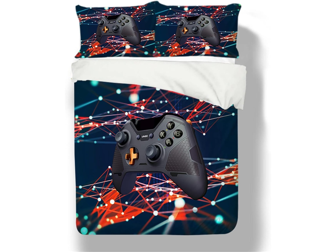 Capa de Edredom Gamepad Microfibra Fronha 135x200 Cm