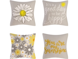 Conjunto De 4 Fronhas De Almofada Daisy, Fronhas De Linho Quadradas De 18 X 18 Para Sofá Decorativo, Casa, Carro, Jardim, Presentes (j