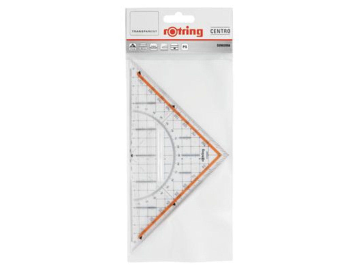 Esquadro Geométrico Centro ROTRING 45°/45°, 23 Cm, Transparente