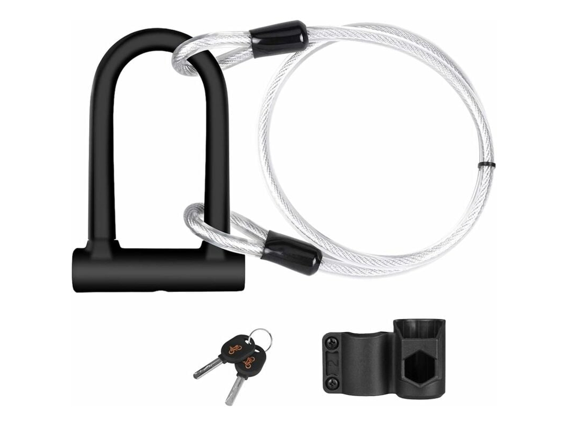 Cadeado em U Slowmoose para bicicletas com cabo de aço flexível de 1,2 m, ideal para bicicletas, patinetes, etc.