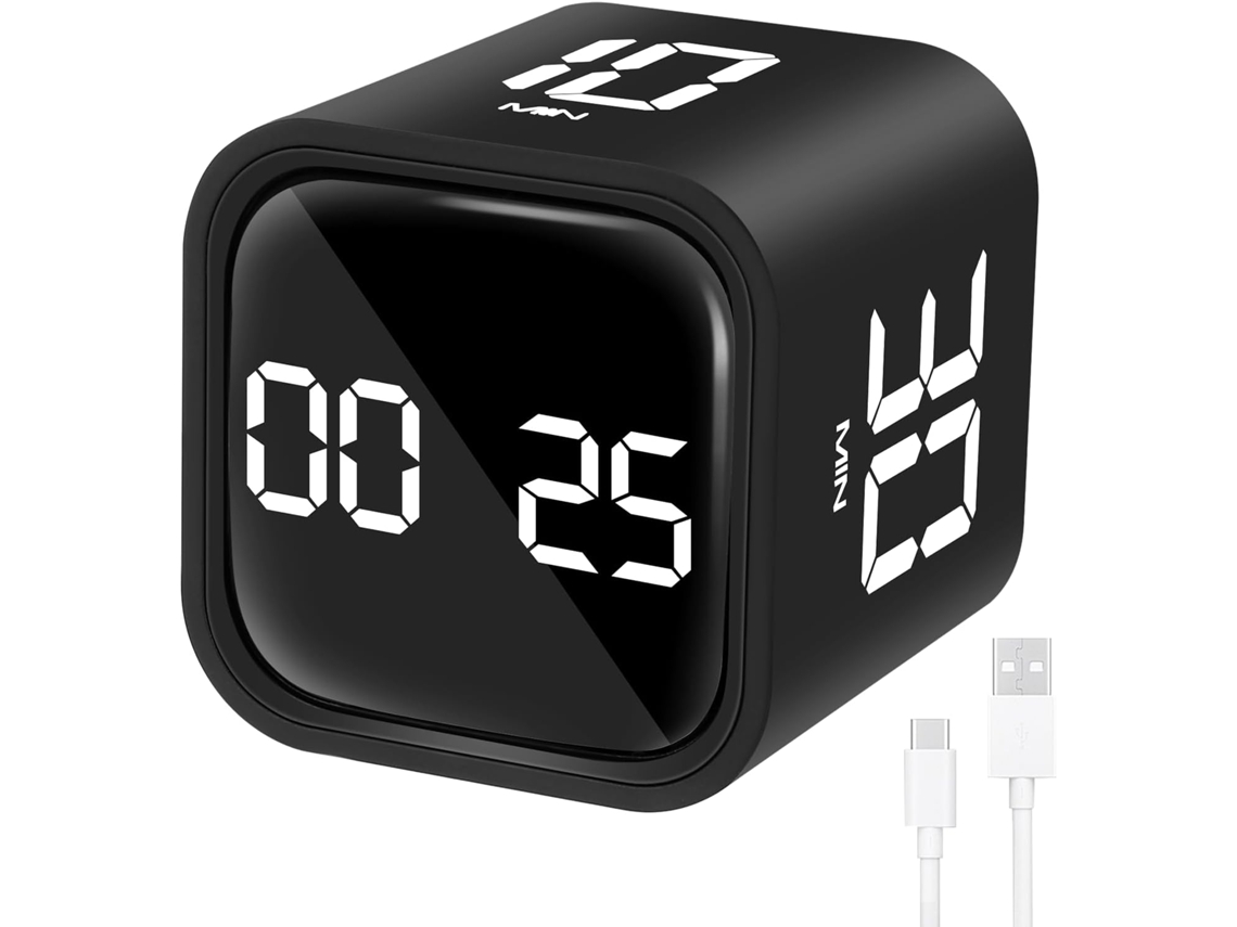 Temporizador Pomodoro Digital Em Cubo, Temporizador De Cozinha, Temporizador Para Culinária, Gerenciamento De Tempo, Ideal Para Escritório, Estudo