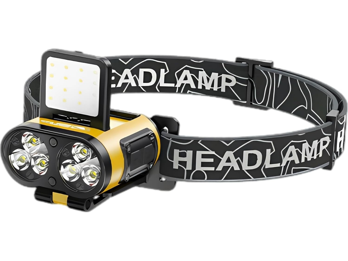 Lanterna Principal Recarregável Com Led Cob, Feixe Amplo, Foco Triplo