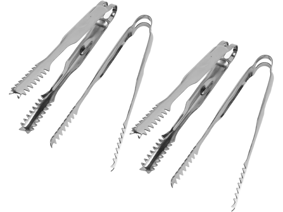 Conjunto De 10 Pinças Aço Inoxidável Para Alimentos, Pinças Versáteis Para Gelo Com Cabo Serrilhado Churrasco