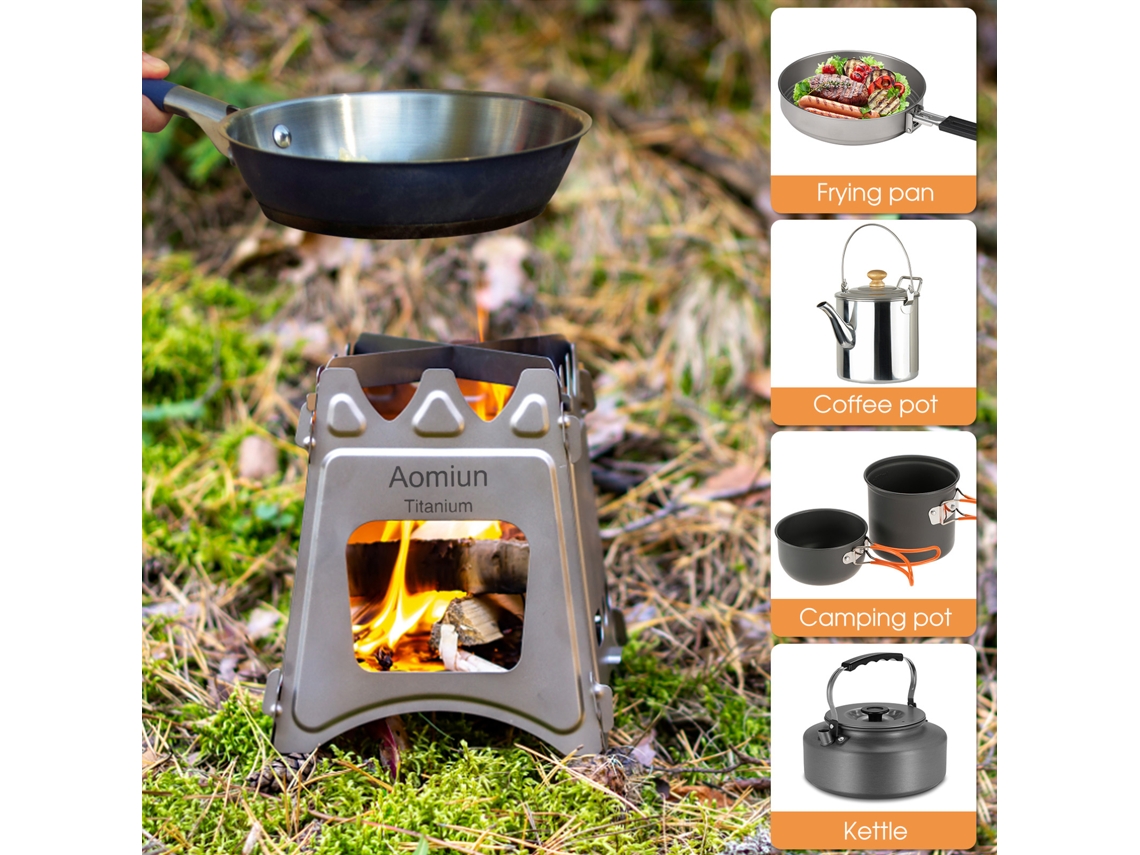 Estufa de Madeira Plegable Compacta para Camping