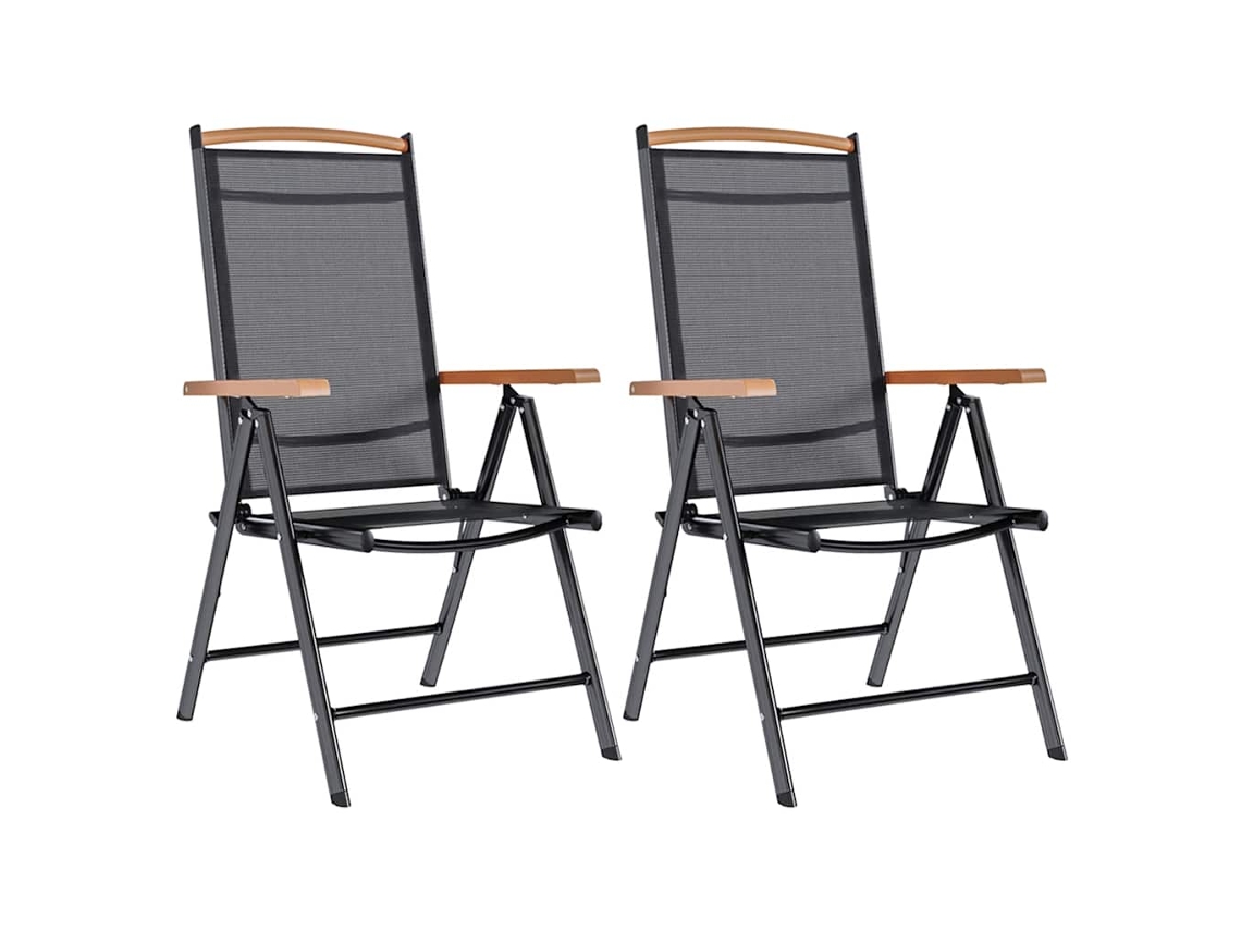 Conjunto 2 Cadeira Dobrável Vidaxl Preto Tecido (58 X 65 X 109 Cm)