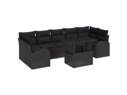 Conjunto 8 Conjunto De Sofá De Jardim Vidaxl Preto Vime Pe (100 X 55 X 73 Cm)