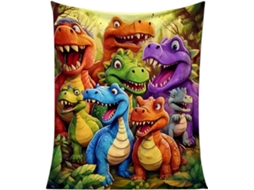 Manta Decorativa Flanela Colorida e Quentinha Estampa de Dinossauro, Ideal para Sala Estar, Quarto, CHABERLU