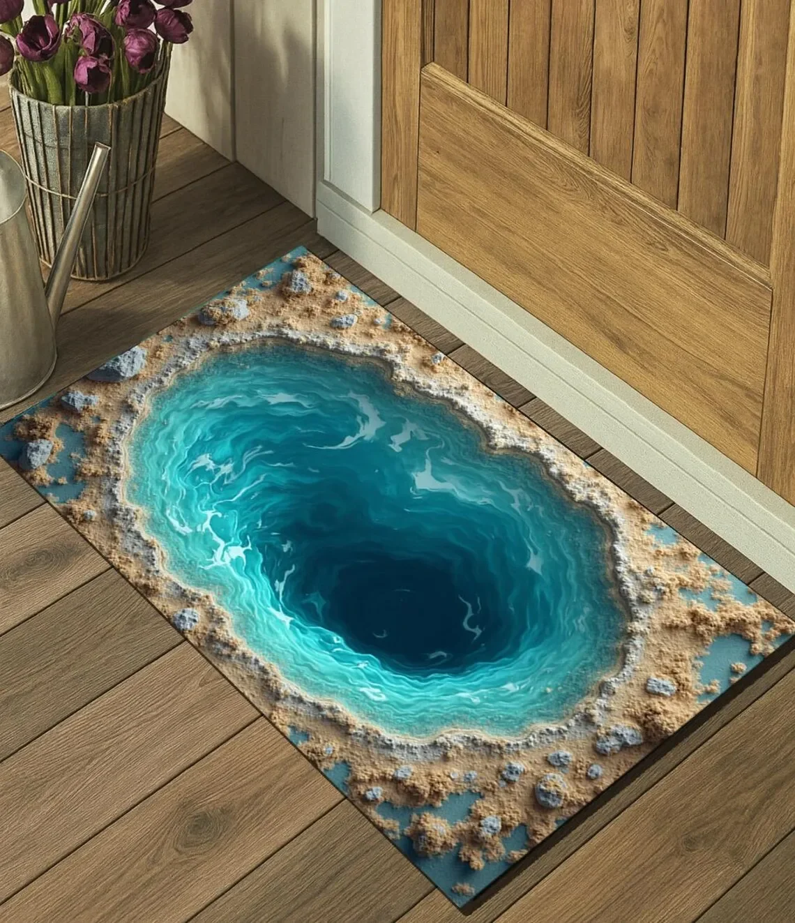 Tapete De Entrada Com Ilusão 3d De Abismo Para Banheiro E Cozinha Com Efeito De Perfuração Visual (estilo 4, 30x50cm).
