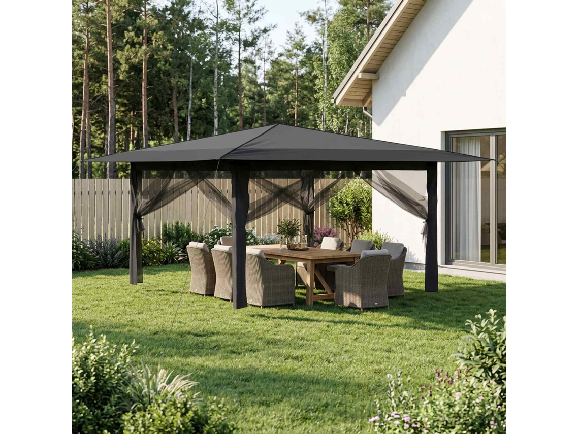 Vidaxl Gazebo Com 4 Lados 4 X 4 M Cinzento-claro E Antracite