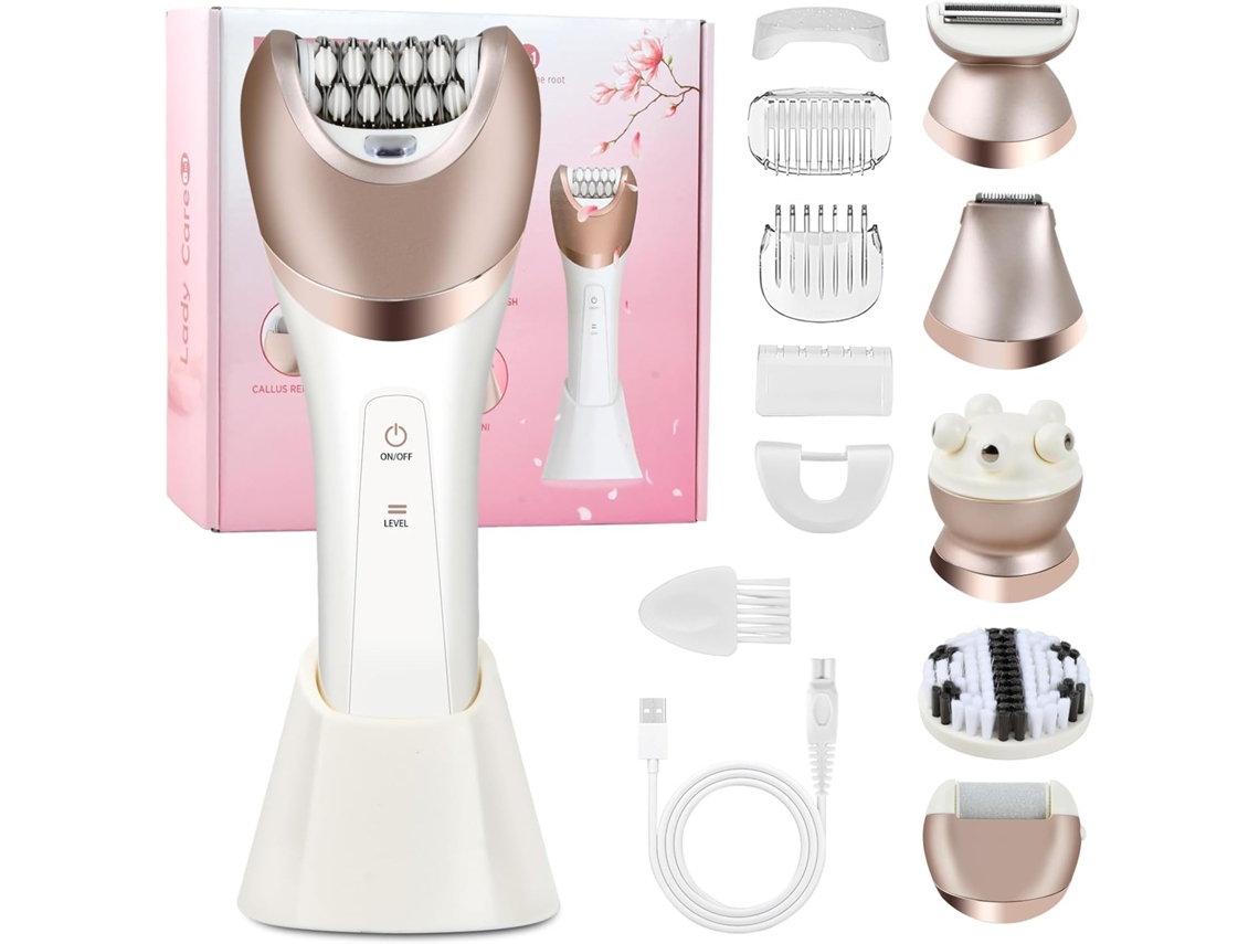 Barbeador elétrico para mulheres, 6 em 1, à prova d'água, IPX7, recarregável por USB, para rosto, braços, pernas e axilas YWP