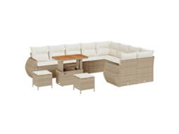 Conjunto 12 Sofá De Jardim Vidaxl Bege Vime Pe (90 X 55 X 71 Cm)