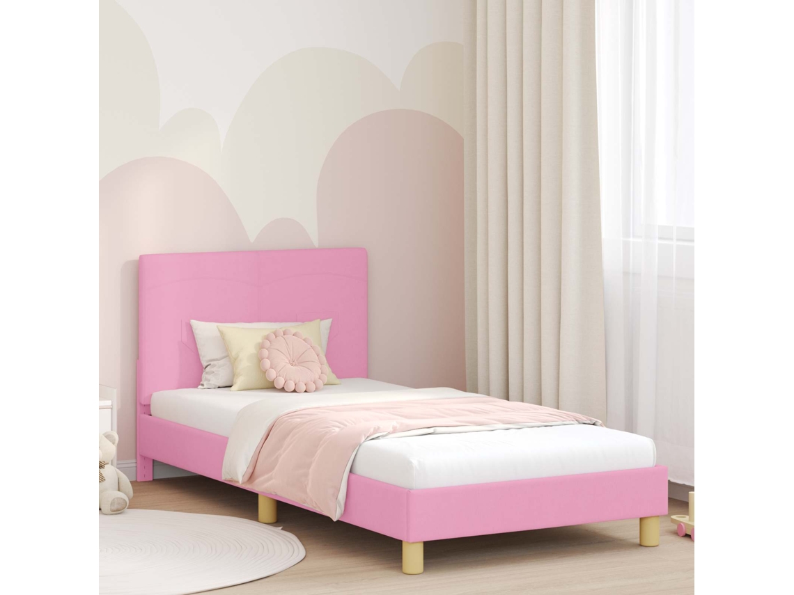 Vidaxl Estrutura De Cama Infantil Com Cabeceira Rosa 80 X 200 Cm