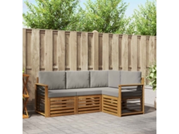 Vidaxl Conjunto De Sofás Para Exterior 4 Unid. Cinza Natural E Claro