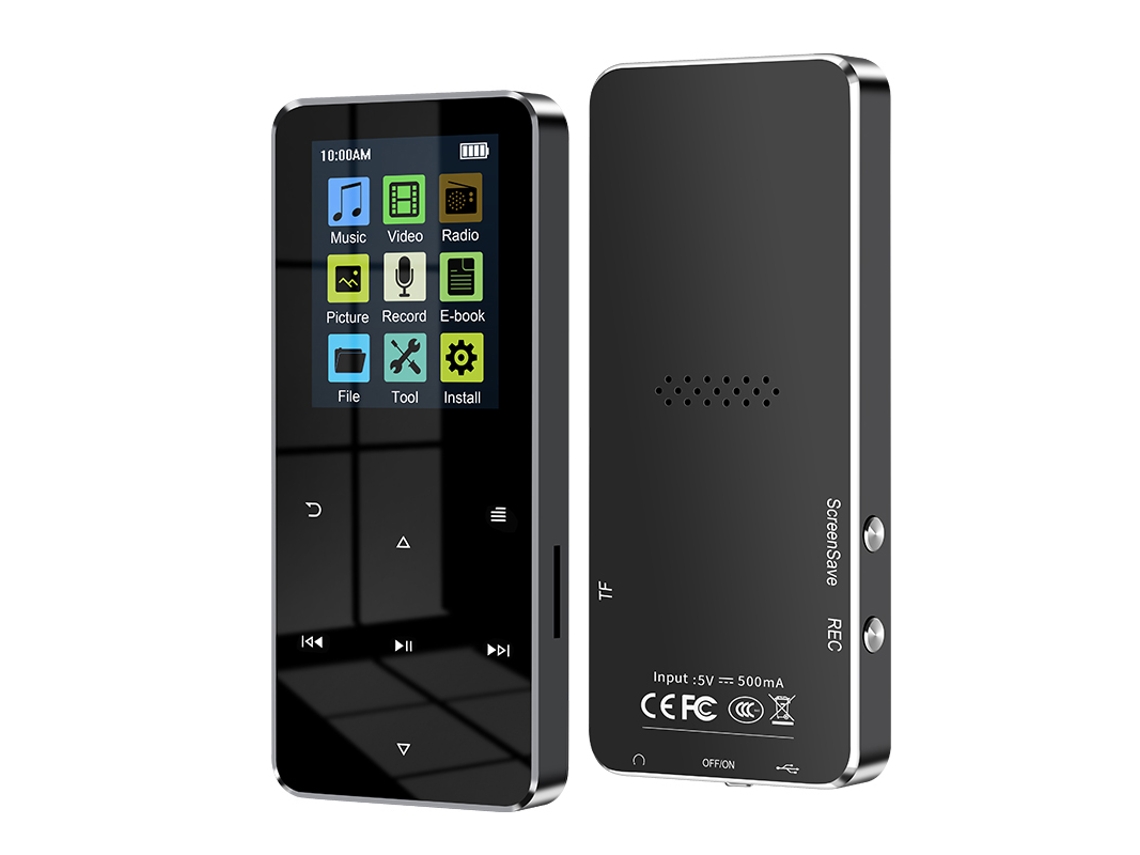 MP3 YIZHOOD S308 (16G) Bluetooth 2.0Inch Metal HiFi Support Card alto-falante embutido preto