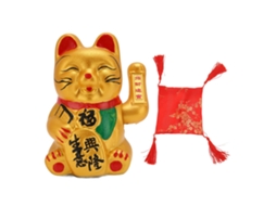 Gato Da Fortuna Com Bateria Gato Bem-vindo Feliz Gato Da Riqueza Decoração 9in