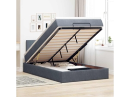 Vidaxl Cama Otomana com Colchão 120x190 Cm Veludo Cinzento escuro