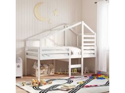 Vidaxl Cama Alta Com Telhado 80x200 Cm Pinho Maciço Branco