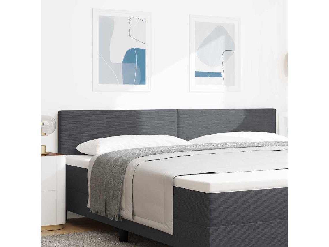 Vidaxl Cabeceira Led Cinza Escuro 200 Cm Tecido De Veludo Cotele