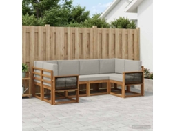 Vidaxl Conjunto De Sofás Para Exterior 6 Pcs Natural E Cinzento-claro