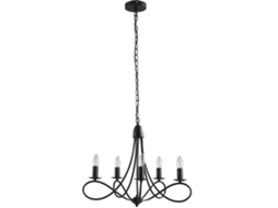 Lustre de Teto Estilo Rústico,aço Trançado Preto com 5 Braços Ajustáveis e Dobráveis,58 X 45 Cm BTFORUS