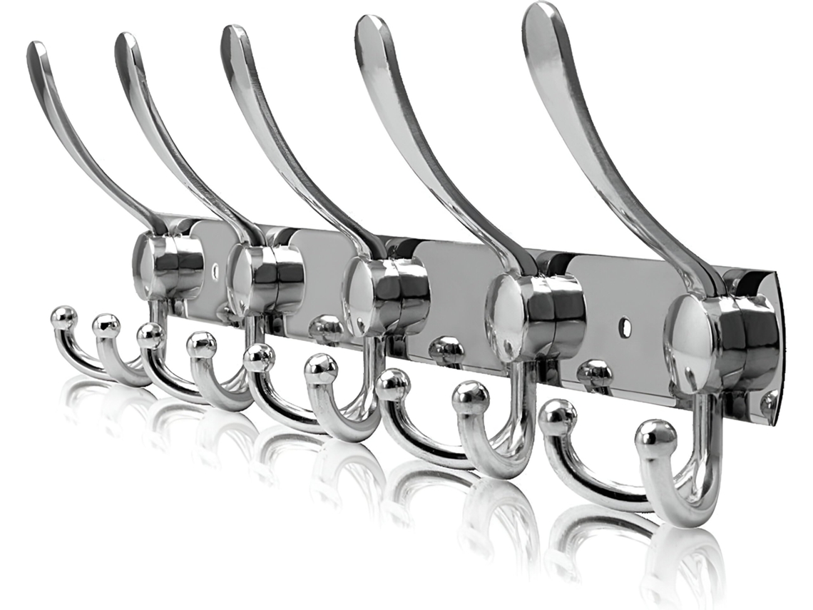 Cabide De Parede Com 15 Ganchos Cabide De Parede Suspenso Cabide Aço Inoxidável 45cm Prata Ehstmind