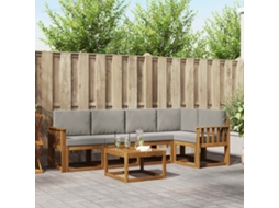 Vidaxl Conjunto De Sofás Para Exterior 6 Pcs Cinza Natural E Claro