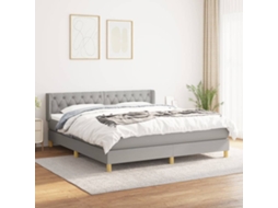 Vidaxl Cama Com Molas/colchão 160x200 Cm Tecido Cinzento-claro