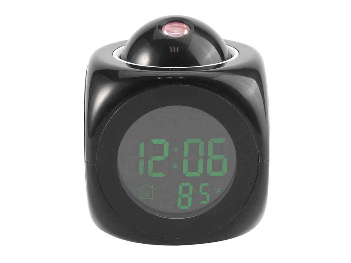 Relógio digital Baok com projeção de parede em LCD LED, alarme de voz e indicador de temperatura multifuncional em tecido.