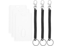 Conjunto De 6 Peças De Porta Crachá De Pulso Magiclulu Em Acrílico Transparente Com Mosquetão Elástico E Chaveiro