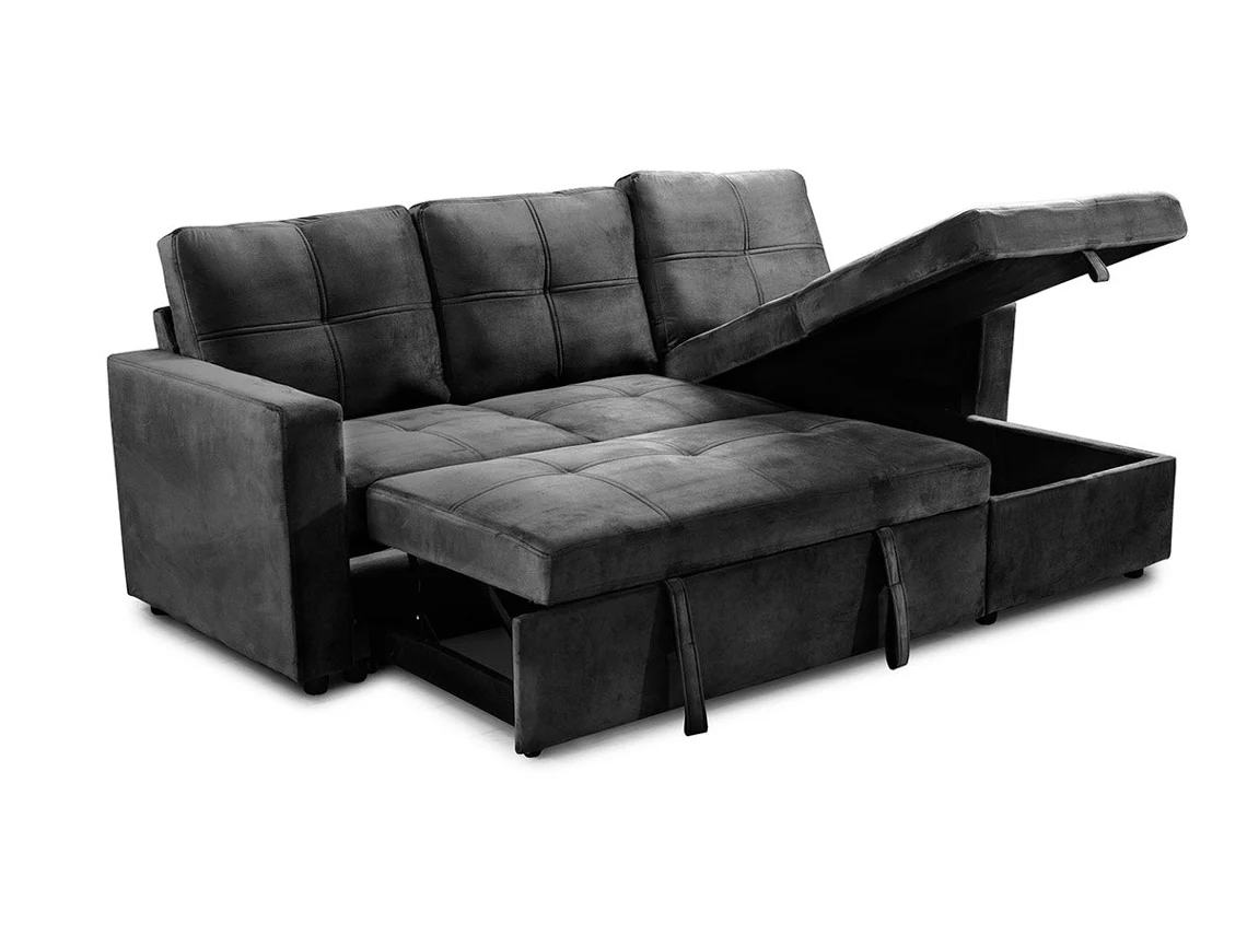 Sofá-Cama Chaise Longue Pau (Preto - 215x85x135 cm)