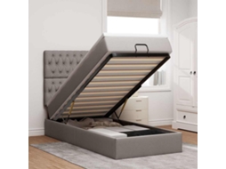 Vidaxl Estrutura De Cama Otomana Com Colchão Tecido Cinzento 90x190cm